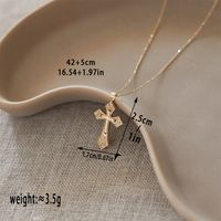 Copper Gold Plated Casual Simple Style Cross Inlay Zircon Pendant Necklace main image 3