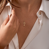 Copper Gold Plated Casual Simple Style Cross Inlay Zircon Pendant Necklace main image 1