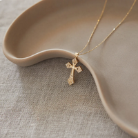 Copper Gold Plated Casual Simple Style Cross Inlay Zircon Pendant Necklace main image 2