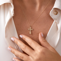 Copper Gold Plated Casual Simple Style Cross Inlay Zircon Pendant Necklace main image 5