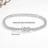 Sterling Silver 18K Gold Plated Casual Classic Style Round Plating Inlay Moissanite Tennis Bracelet main image 3