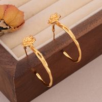 1 Pair Elegant Rose Flower Plating Inlay Copper Pearl Zircon 18K Gold Plated Ear Studs main image 4