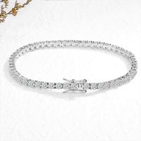 Sterling Silver 18K Gold Plated Casual Classic Style Round Plating Inlay Moissanite Tennis Bracelet sku image 1