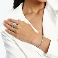 Sterling Silver 18K Gold Plated Casual Classic Style Round Plating Inlay Moissanite Tennis Bracelet main image 8