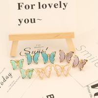 1 Pair Sweet Butterfly Plating Inlay Copper Zircon 18K Gold Plated Ear Studs main image 1