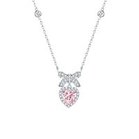 Sterling Silver Elegant Lady Sweet Inlay Heart Shape Bow Knot Zircon Pendant Necklace main image 3
