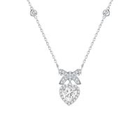 Sterling Silver Elegant Lady Sweet Inlay Heart Shape Bow Knot Zircon Pendant Necklace sku image 2