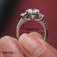 Wholesale Simple Style Round Copper Plating Inlay White Gold Plated Zircon Rings main image 2