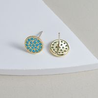 1 Pair Cute Punk Commute Solid Color Plating Inlay Copper Brass Gem Turquoise Zircon 18K Gold Plated White Gold Plated Ear Studs main image 4