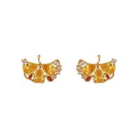 1 Pair Fairy Style Sweet Maple Leaf Plating Copper 18K Gold Plated Ear Studs main image 2