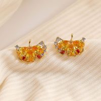 1 Pair Fairy Style Sweet Maple Leaf Plating Copper 18K Gold Plated Ear Studs main image 3