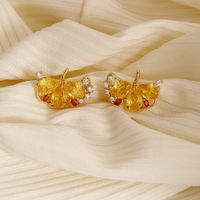 1 Pair Fairy Style Sweet Maple Leaf Plating Copper 18K Gold Plated Ear Studs main image 5