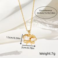 Titanium Steel 18K Gold Plated Casual Commute Plating Diamond Heart Shape Bow Knot Zircon Pendant Necklace sku image 1
