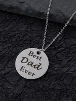 Stainless Steel Alloy Classic Style Round Letter Pendant Necklace main image 1