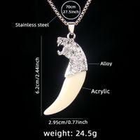 Hip-Hop Wolf 201 Stainless Steel Arylic Zinc Alloy Men's Pendant Necklace main image 5