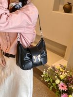 Women's Pu Leather Bow Knot Classic Style Sewing Thread Zipper Underarm Bag main image 5