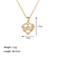 304 Stainless Steel 18K Gold Plated Casual Simple Style Polishing Inlay Sector Heart Shape Artificial Rhinestones Pendant Necklace sku image 5