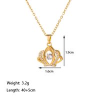 304 Stainless Steel 18K Gold Plated Casual Simple Style Polishing Inlay Sector Heart Shape Artificial Rhinestones Pendant Necklace sku image 4