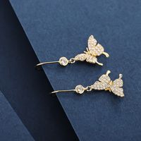 1 Pair Simple Style Classic Style Solid Color Plating Inlay Sterling Silver Zircon 14K Gold Plated Drop Earrings main image 4
