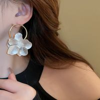 1 Pair Retro Simple Style Flower Inlay Alloy Pearl Drop Earrings main image 7