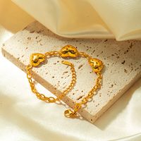 Vintage Style Heart Shape 304 Stainless Steel Gold Plated Bracelets In Bulk main image 4