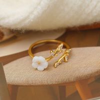 Wholesale Cute Sweet Flower Copper Plating Inlay 18K Gold Plated Zircon Rings main image 3
