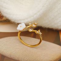 Wholesale Cute Sweet Flower Copper Plating Inlay 18K Gold Plated Zircon Rings main image 6