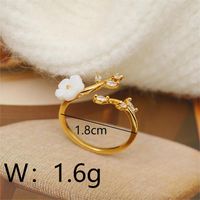 Wholesale Cute Sweet Flower Copper Plating Inlay 18K Gold Plated Zircon Rings sku image 1
