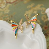 1 Pair Elegant Butterfly Plating Copper 18K Gold Plated Ear Studs main image 2