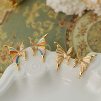 1 Pair Elegant Butterfly Plating Copper 18K Gold Plated Ear Studs main image 1