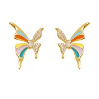 1 Pair Elegant Butterfly Plating Copper 18K Gold Plated Ear Studs main image 6
