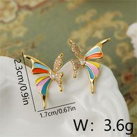 1 Par Elegante Mariposa Enchapado Cobre Chapados en oro de 18k Pendientes sku image 1