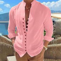 Men's Solid Color Streetwear Standing Collar Long Sleeve Loose Men's T-shirt main image 5