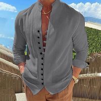 Men's Solid Color Streetwear Standing Collar Long Sleeve Loose Men's T-shirt main image 4