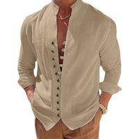 Men's Solid Color Streetwear Standing Collar Long Sleeve Loose Men's T-shirt main image 3