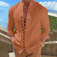 Men's Solid Color Streetwear Standing Collar Long Sleeve Loose Men's T-shirt main image 2