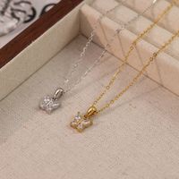 Stainless Steel White Gold Plated Gold Plated Elegant Simple Style Butterfly Plating Inlay Zircon Pendant Necklace main image 4