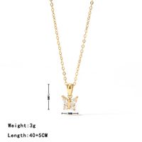 Stainless Steel White Gold Plated Gold Plated Elegant Simple Style Butterfly Plating Inlay Zircon Pendant Necklace main image 2