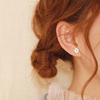 IG Style Sweet Flower Copper Inlay Zircon Ear Cuffs 1 Piece main image 1