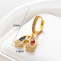1 Piece French Style Rainbow Flower Spider Inlay Copper Zircon Hoop Earrings main image 3