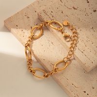 Classic Style Double Ring 304 Stainless Steel Gold Plated Bracelets In Bulk main image 5