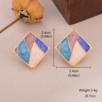 1 Pair Vintage Style Square Oval Stoving Varnish Plating Copper 18K Gold Plated Ear Studs main image 3