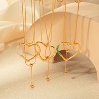Edelstahl 304 Vergoldet Ferien Klassischer Stil Quaste Herzform Kristall Halskette Mit Anhänger main image 1