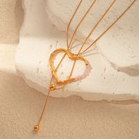 Edelstahl 304 Vergoldet Ferien Klassischer Stil Quaste Herzform Kristall Halskette Mit Anhänger main image 3