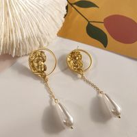 1 Pair Elegant Human Face Copper 18K Gold Plated Drop Earrings sku image 12