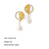 1 Pair Elegant Human Face Copper 18K Gold Plated Drop Earrings main image 2