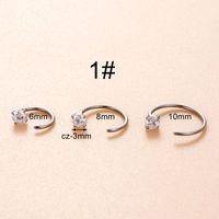 1 Piece Nose Rings & Studs Hip-Hop Solid Color Stainless Steel Inlay Zircon Nose Rings & Studs main image 2