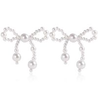 1 Pair Elegant Bow Knot Inlay Imitation Pearl Alloy Pearl Ear Studs sku image 7