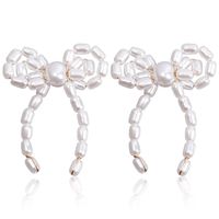 1 Pair Elegant Bow Knot Inlay Imitation Pearl Alloy Pearl Ear Studs sku image 9