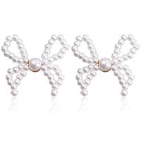 1 Pair Elegant Bow Knot Inlay Imitation Pearl Alloy Pearl Ear Studs sku image 11